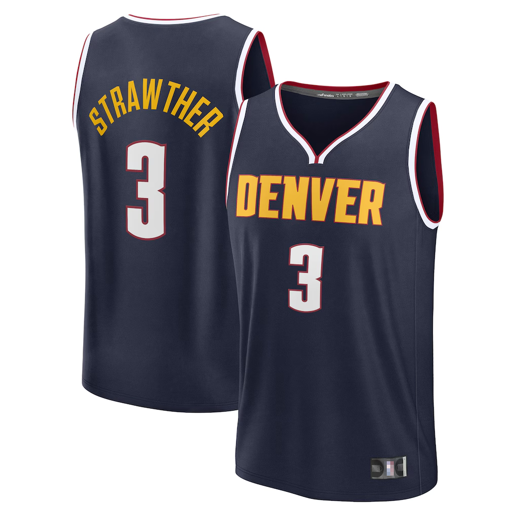 Choea D.Nuggets #3 Julian Strawther Navy Fast Break Replica Player Jerseys - Icon Edition