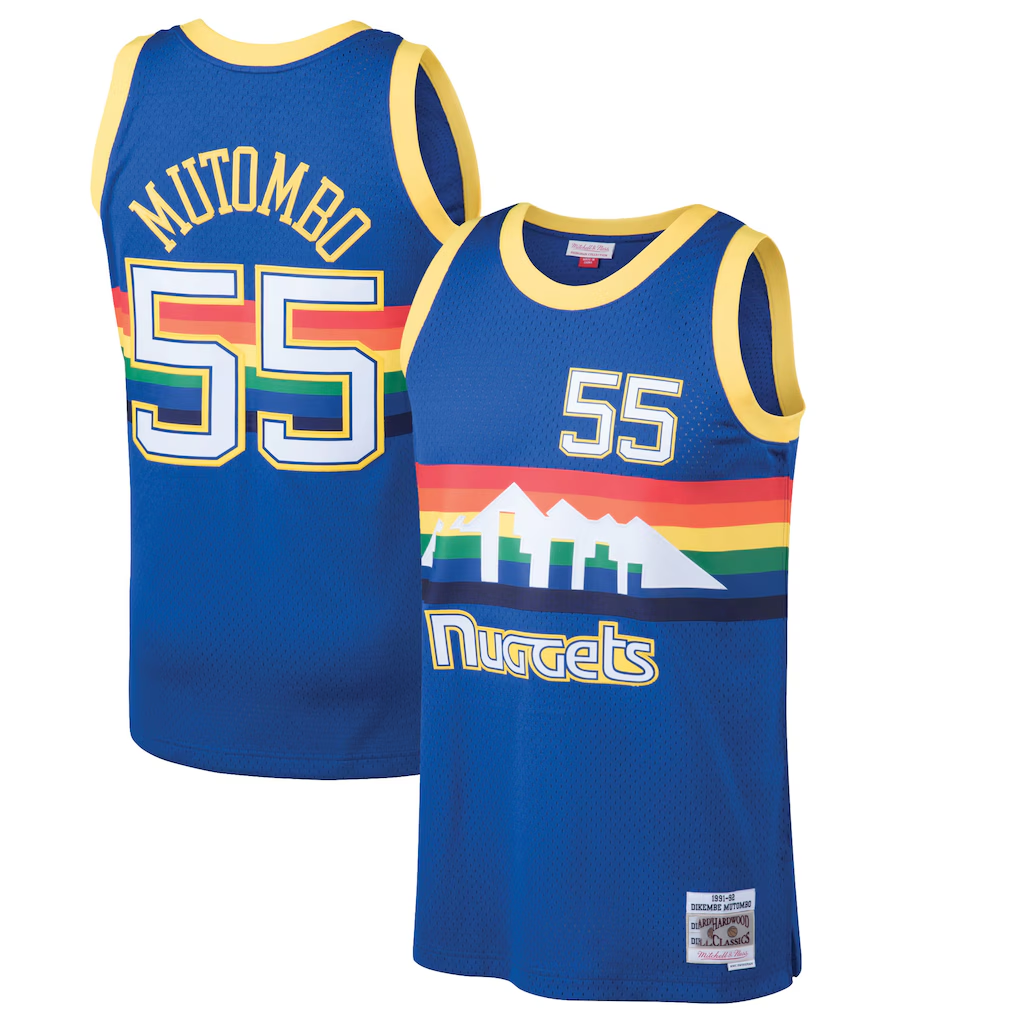 Choea D.Nuggets #55 Dikembe Mutombo Mitchell & Ness Blue 199192 Hardwood Classics Swingman Jerseys