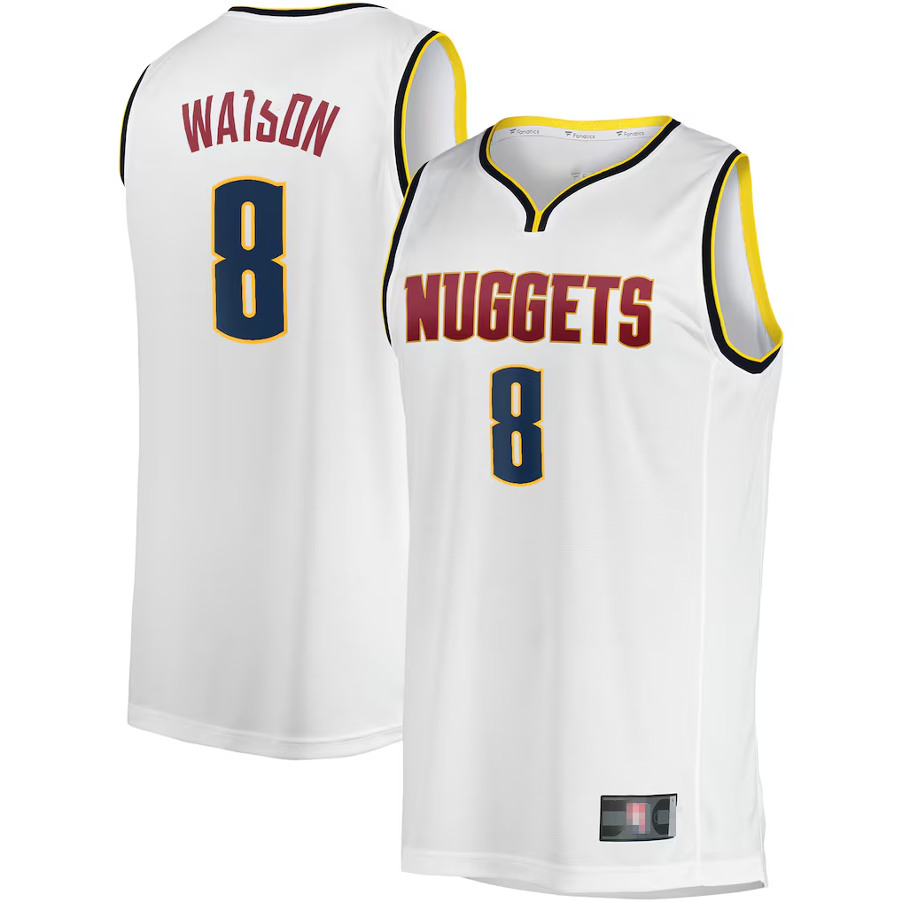 Choea D.Nuggets #8 Peyton Watson White Fast Break Player Jerseys - Association Edition