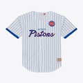 Choea D.Pistons Mitchell & Ness White Head Coach Pinstripe Mesh Full-Button Baseball Jerseys