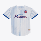 Choea D.Pistons Mitchell & Ness White Head Coach Pinstripe Mesh Full-Button Baseball Jerseys