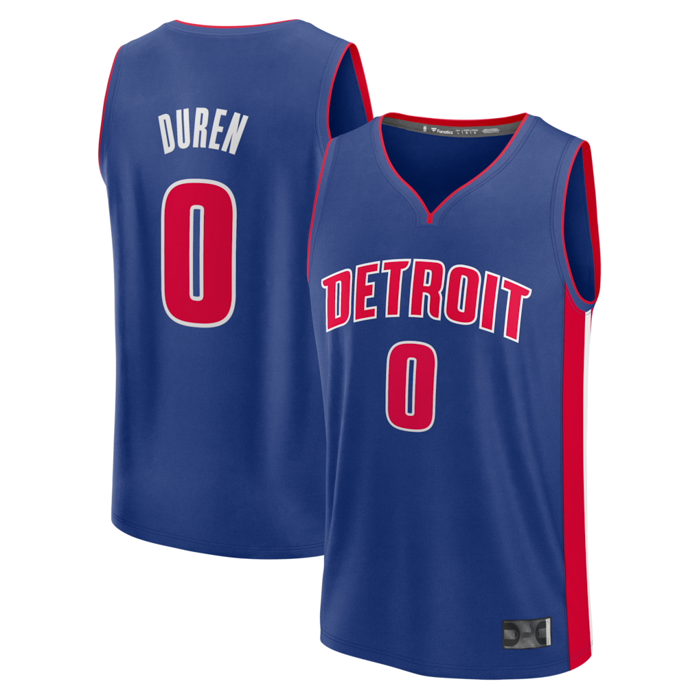 Choea D.Pistons #0 Jalen Duren  Blue Fast Break Replica Jerseys - Icon Edition