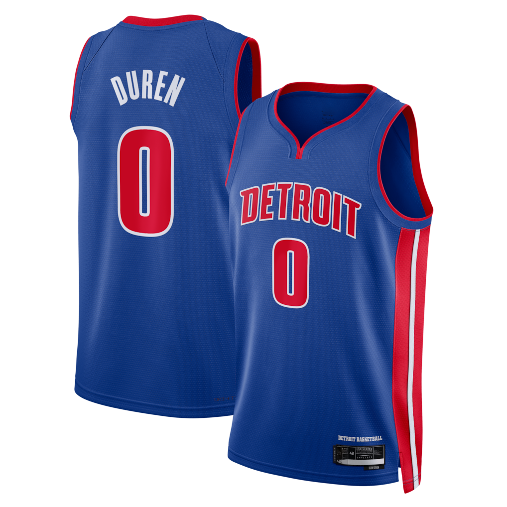 Choea D.Pistons #0 Jalen Duren Blue Swingman Jerseys - Icon Edition