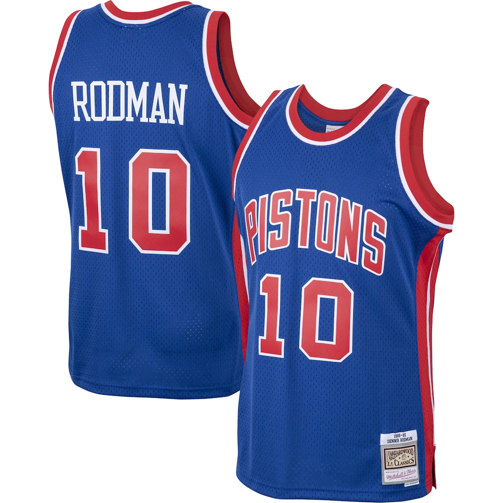 Choea D.Pistons #10 Dennis Rodman Mitchell & Ness Royal 198889 Hardwood Classics Swingman Jerseys
