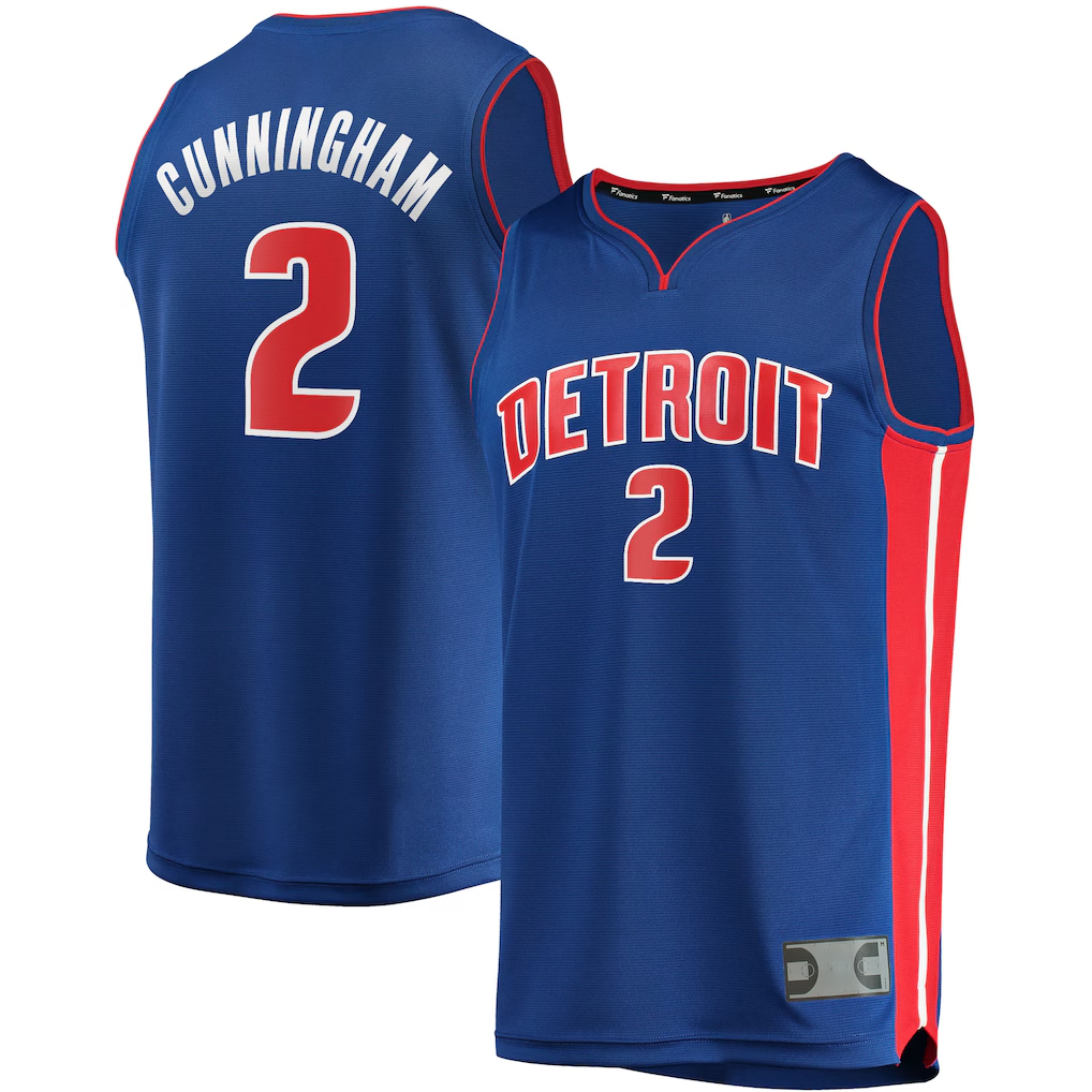 Choea D.Pistons #2 Cade Cunningham  Blue Fast Break Replica Jerseys - Icon Edition