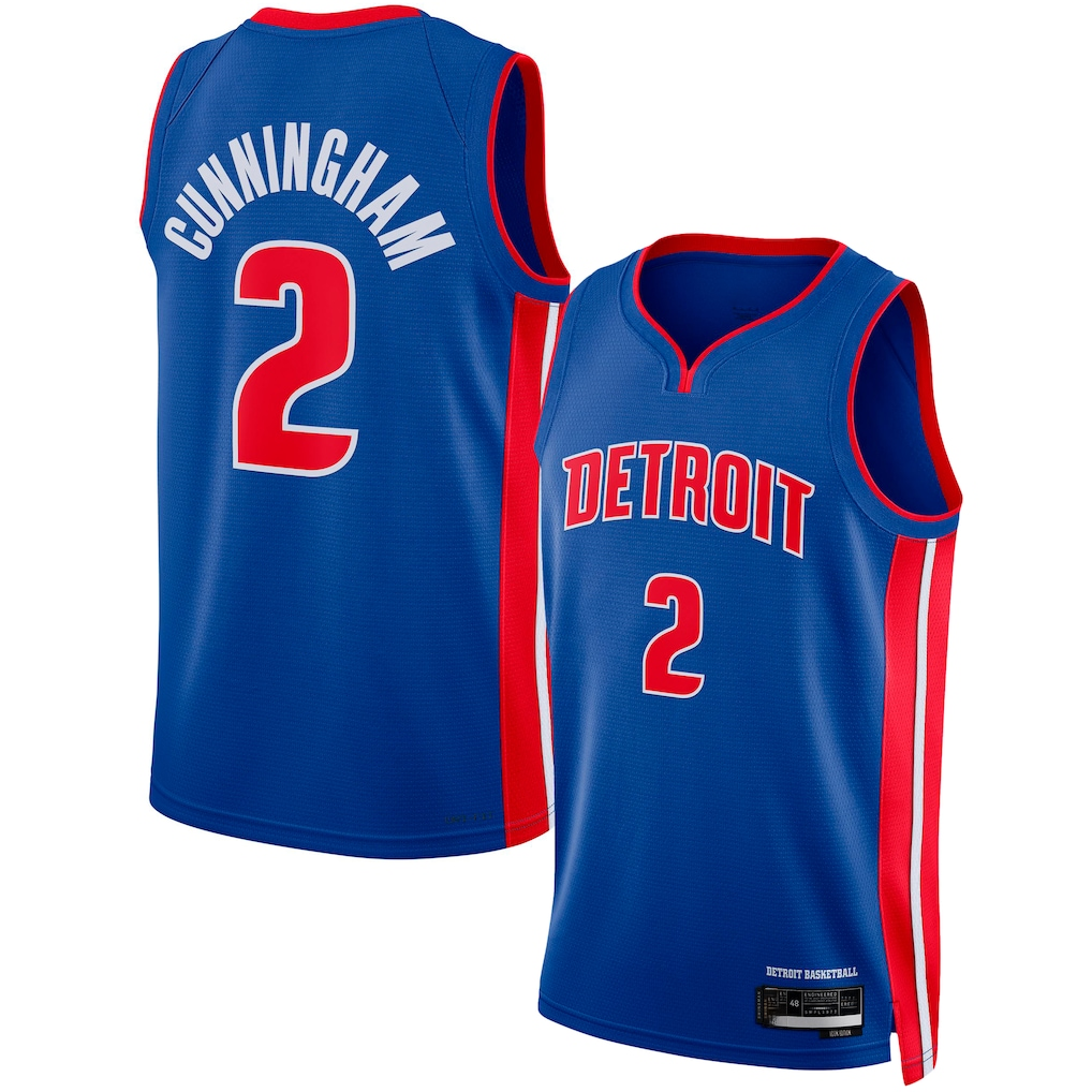 Choea D.Pistons #2 Cade Cunningham Blue Swingman Jerseys - Icon Edition