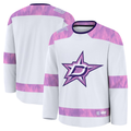Choea D.Stars White 2024 Hockey Fights Cancer Practice Jerseys