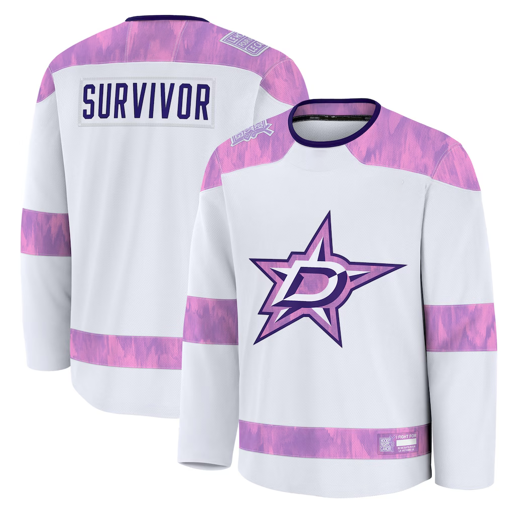 Choea D.Stars White Hockey Fights Cancer Survivor Practice Jerseys
