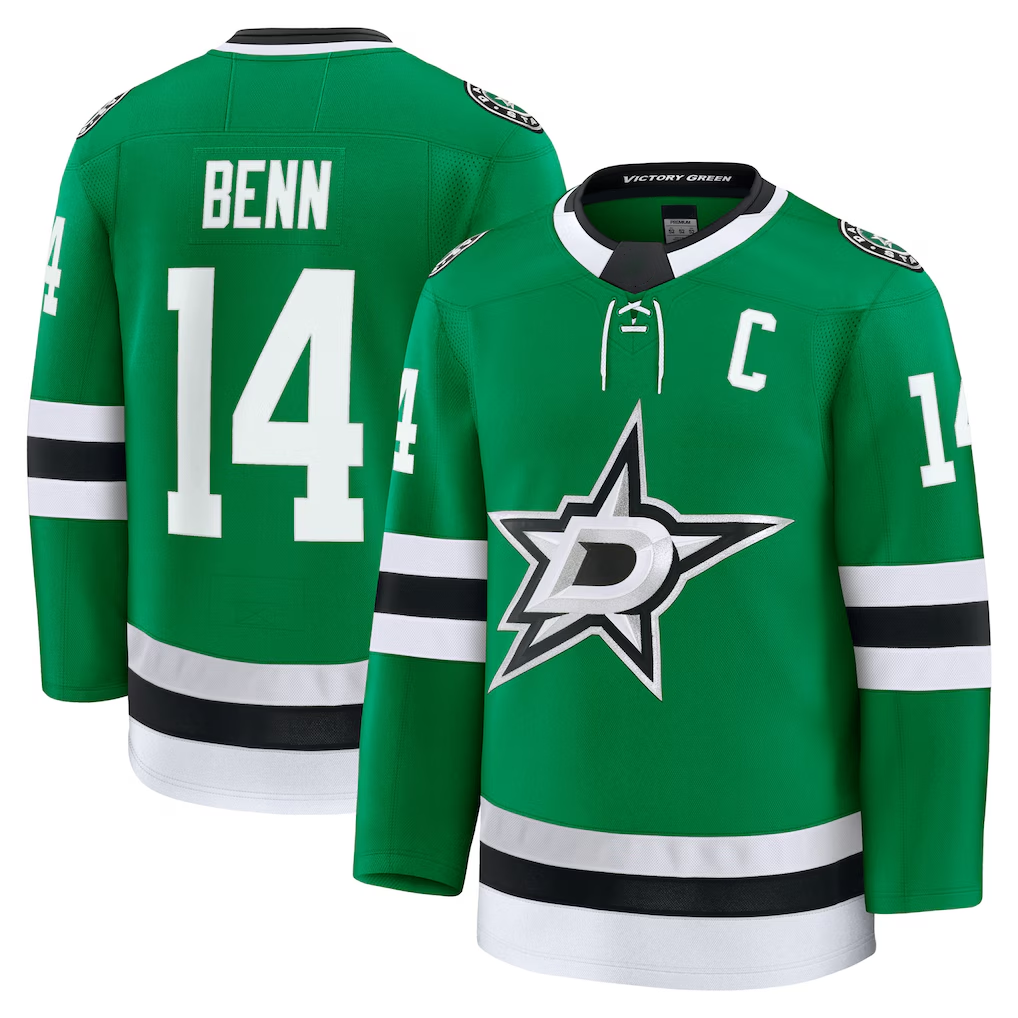 Choea D.Stars #14 Jamie Benn Kelly Green Home Premium Jerseys