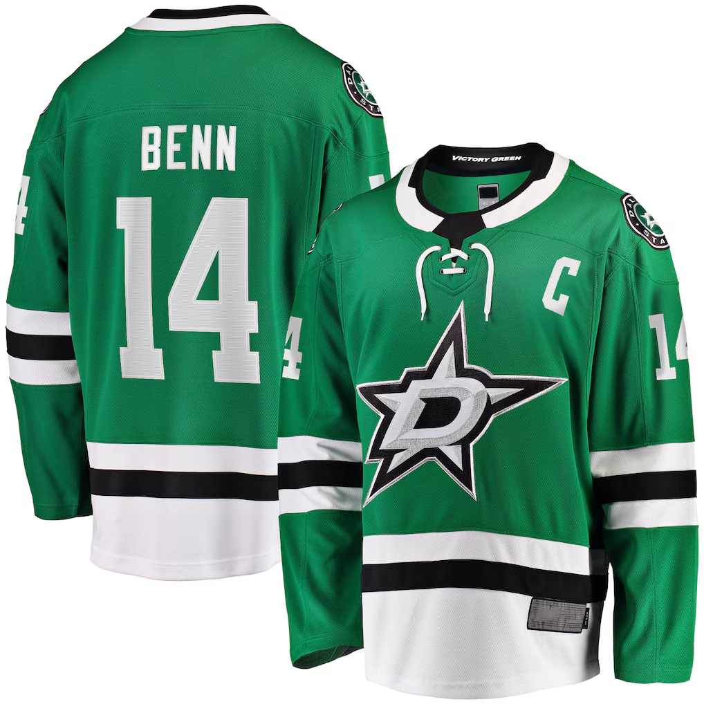 Choea D.Stars #14 Jamie Benn Kelly Green Home Premium Jerseys
