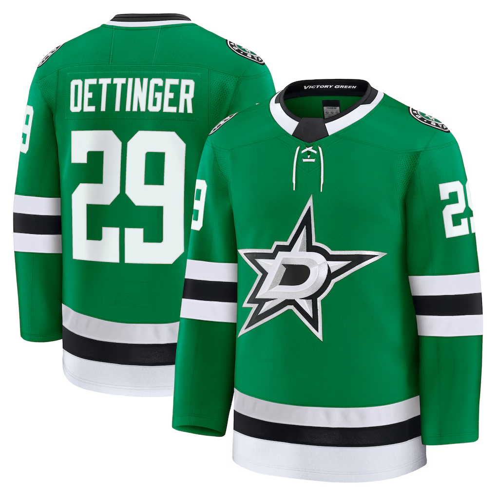 Choea D.Stars #29 Jake Oettinger Kelly Green Home Premium Jerseys