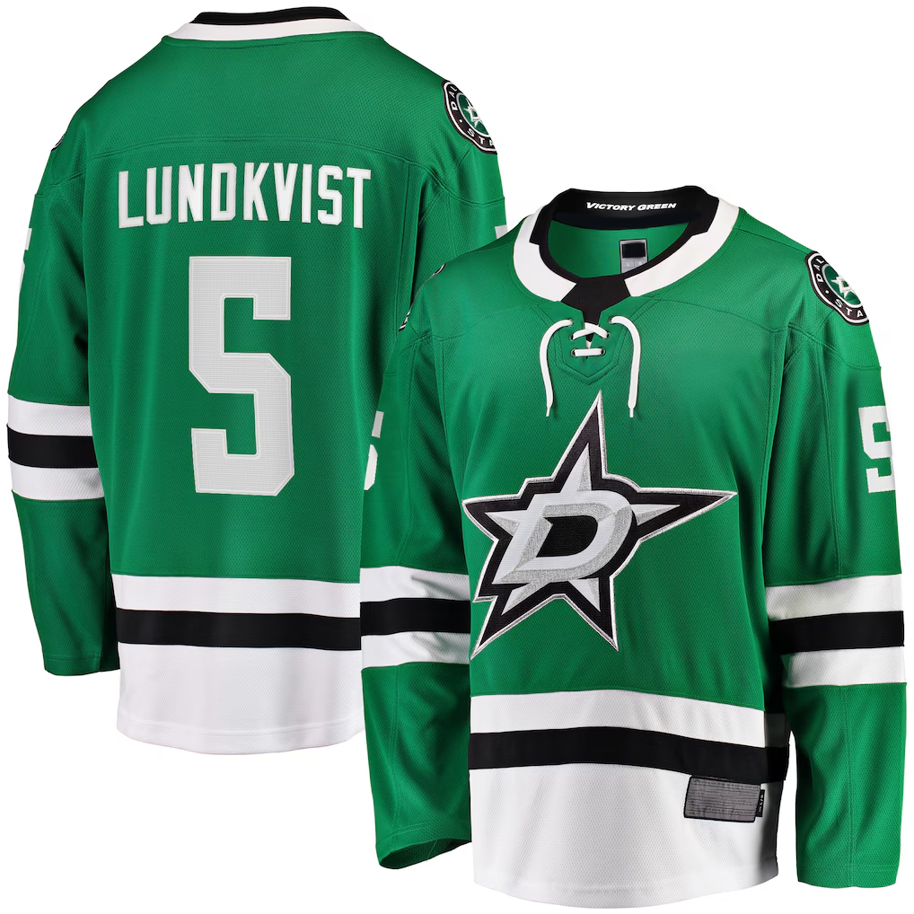 Choea D.Stars #5 Nils Lundkvist Kelly Green Home Premier Breakaway Player Jerseys
