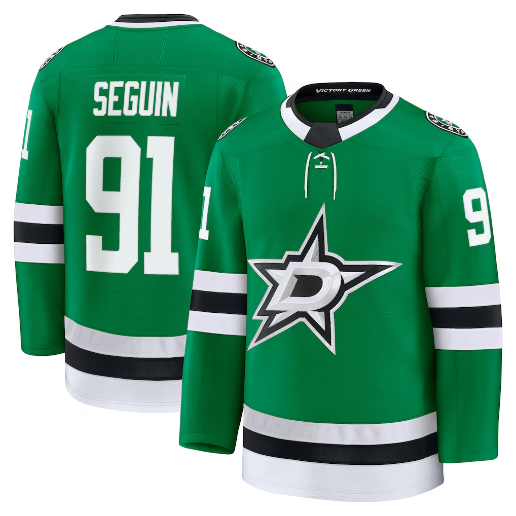 Choea D.Stars #91 Tyler Seguin Kelly Green Home Premium Jerseys