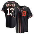 Choea D.Tigers #13 Dillon Dingler Player Black Fashion Out Home Game Stitched Jerseys