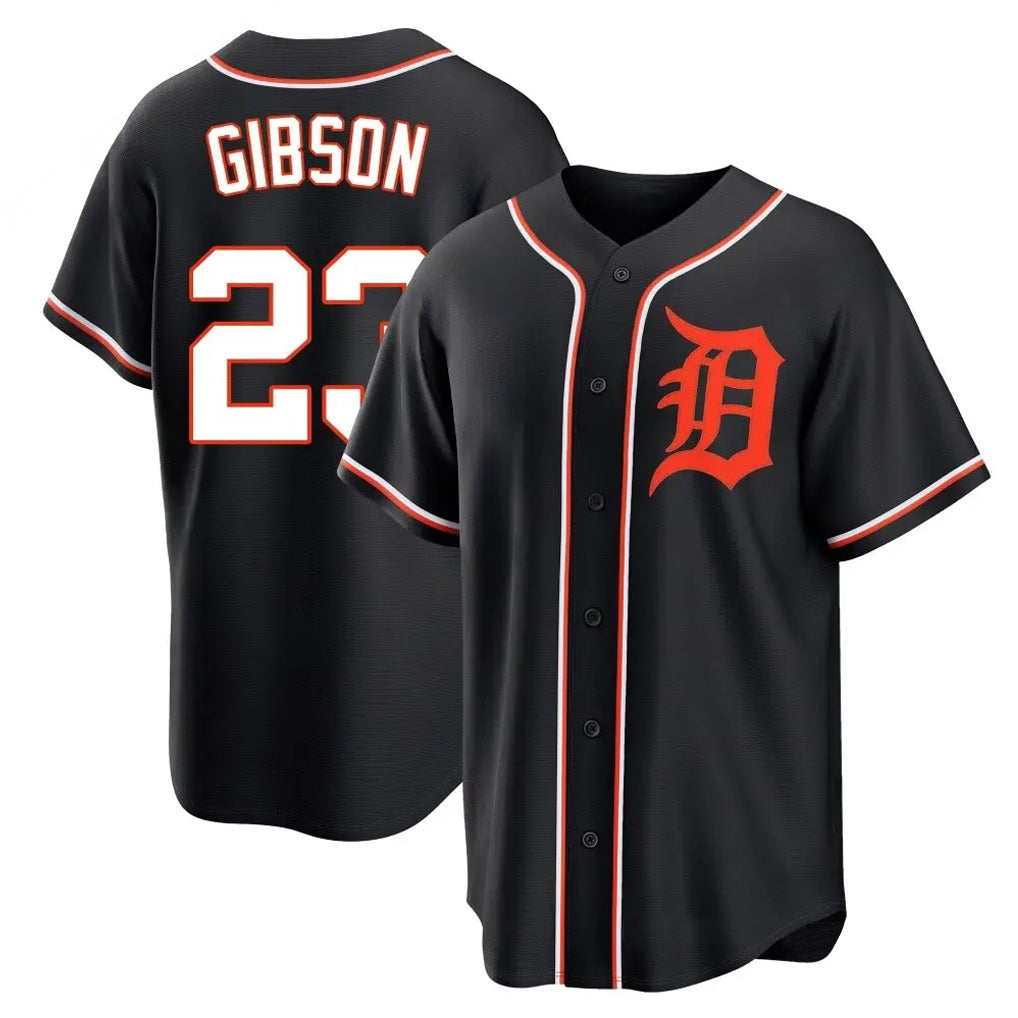 Choea D.Tigers #23 Kirk Gibson Player Black Fashion Out Home Game Stitched Jerseys