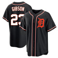 Choea D.Tigers #23 Kirk Gibson Player Black Fashion Out Home Game Stitched Jerseys