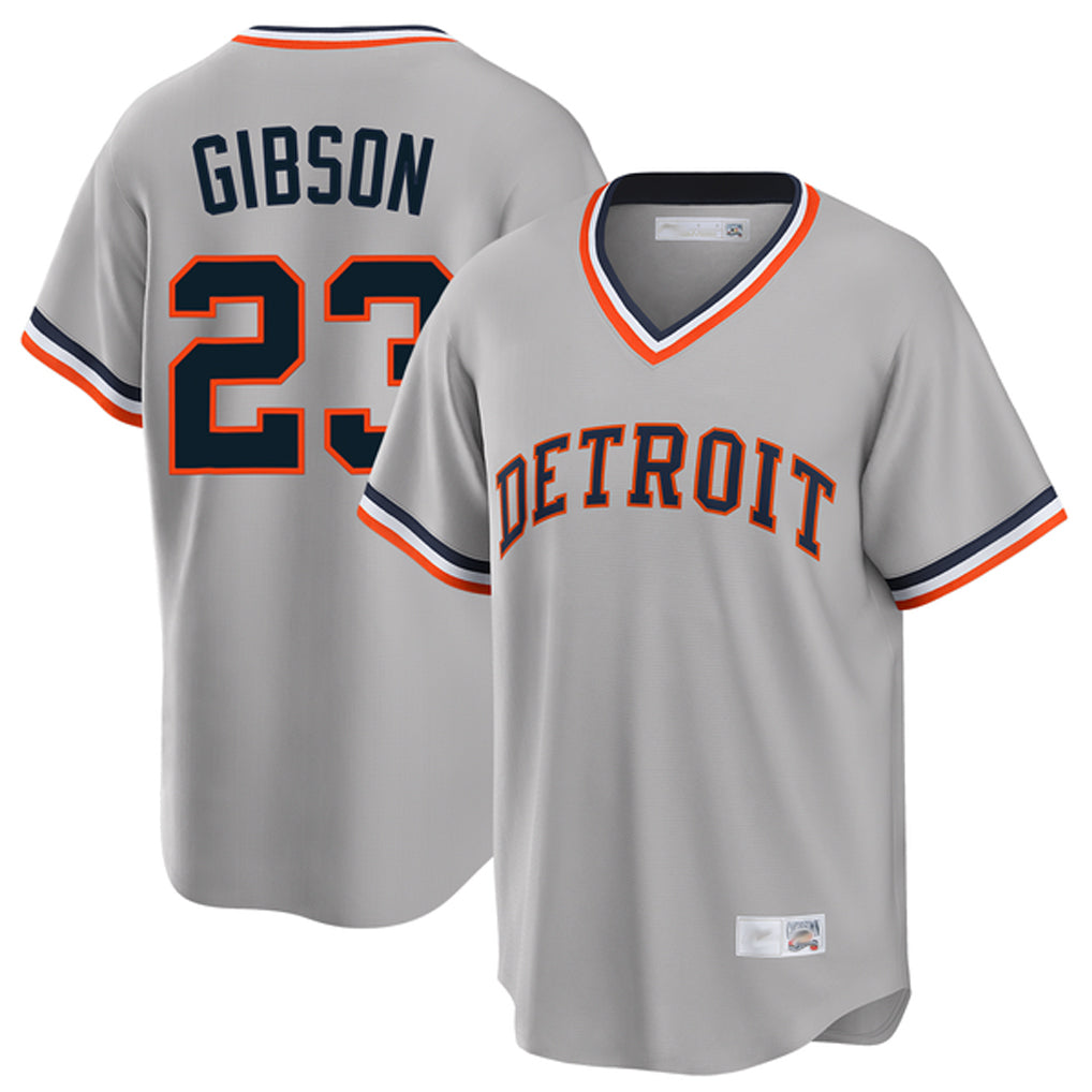 Choea D.Tigers #23 Kirk Gibson Player Gray Cooperstown T-shirt Home Game Stitched Jerseys