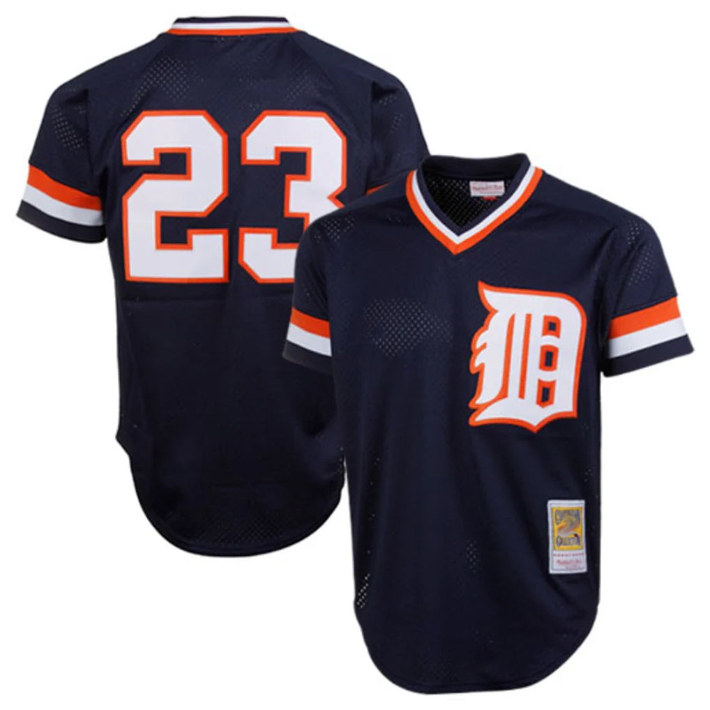 Choea D.Tigers #23 Kirk Gibson Player Mitchell & Ness Navy 1984 Mesh Batting Practice  T-shirt Stitched Jerseys