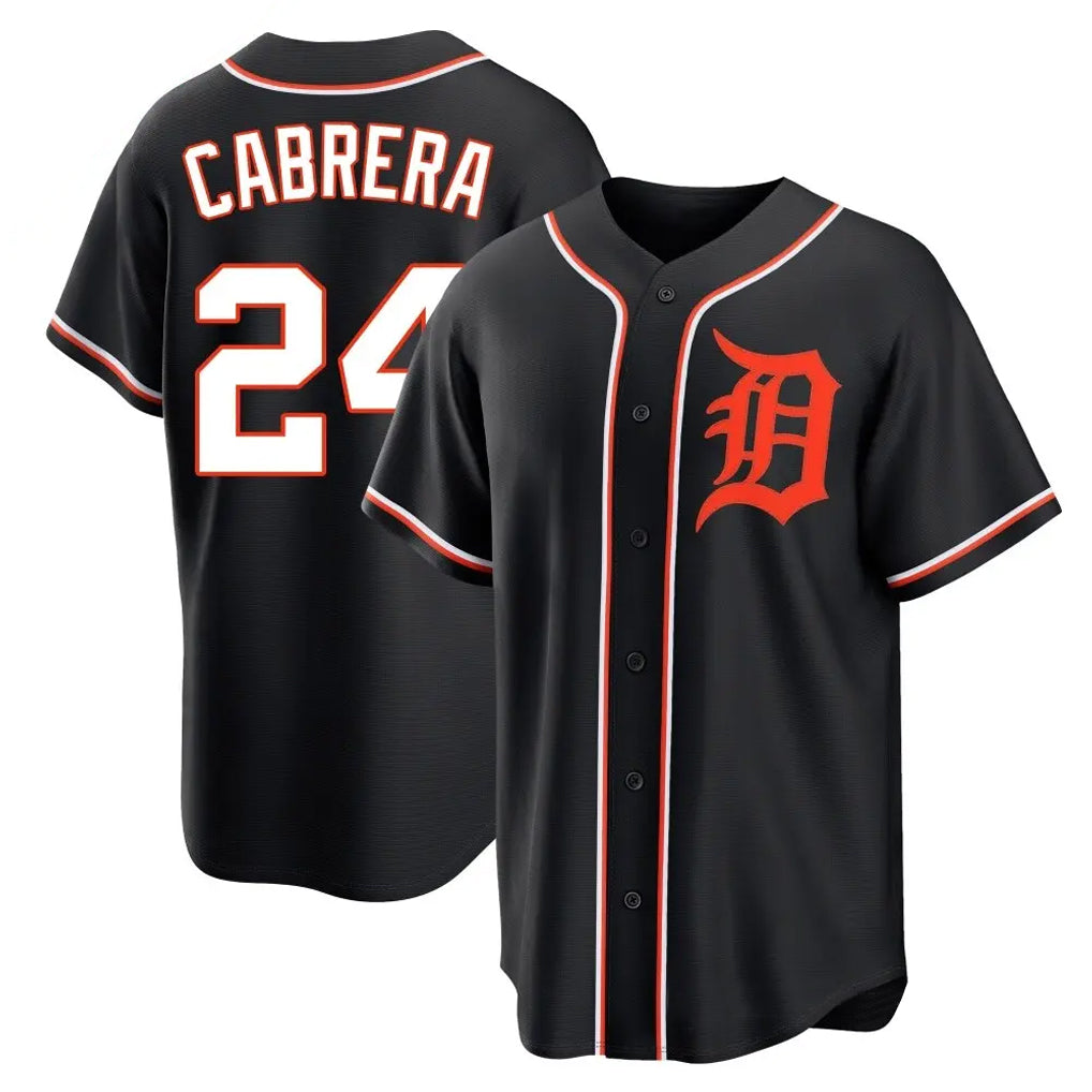 Choea D.Tigers #24 Miguel Cabrera Player Black Fashion Out Home Game Stitched Jerseys