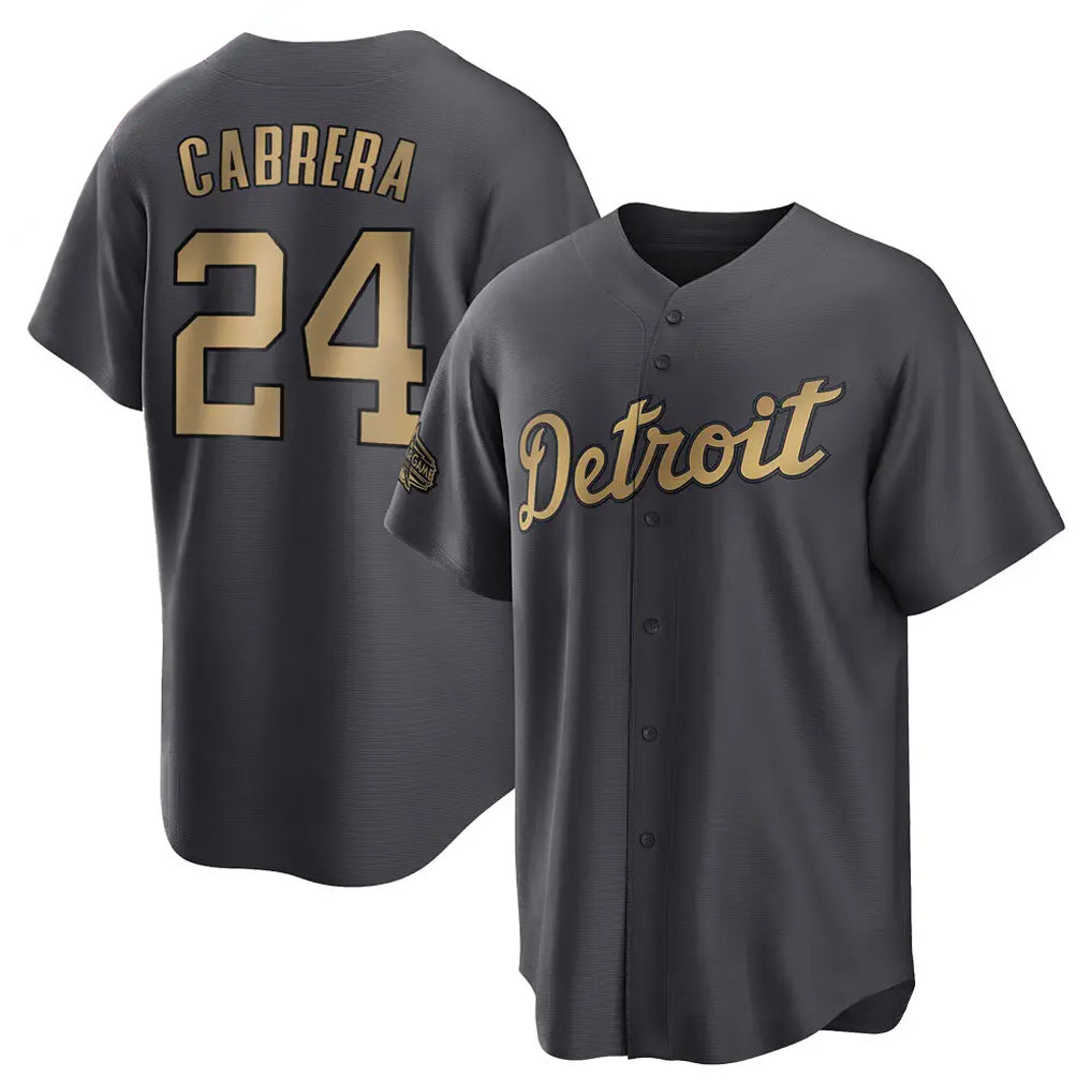 Choea D.Tigers #24 Miguel Cabrera Player Charcoal All-Star Home Game Stitched Jerseys