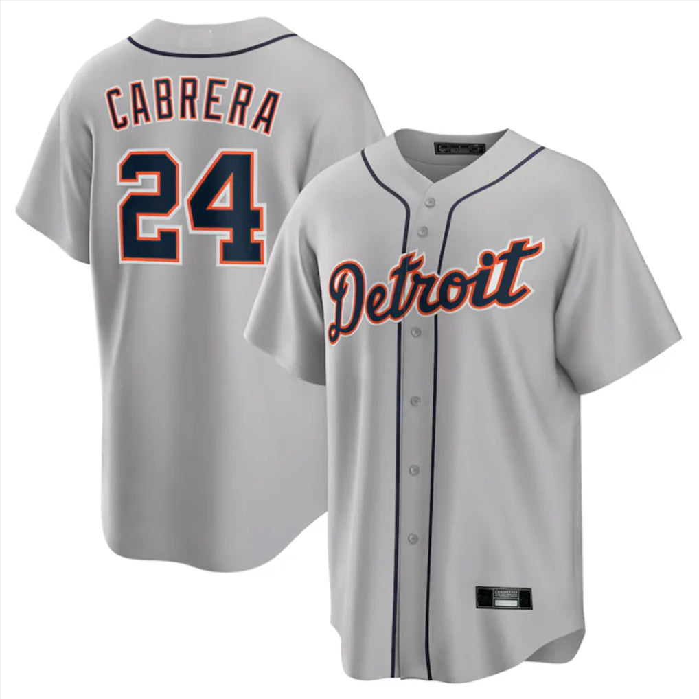 Choea D.Tigers #24 Miguel Cabrera Player Gray Home Game Stitched Jerseys