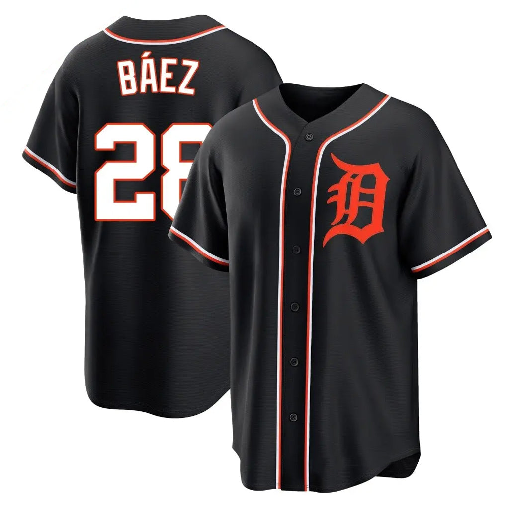Choea D.Tigers #28 Javier B¡§¡éez Player Black Fashion Out Home Game Stitched Jerseys