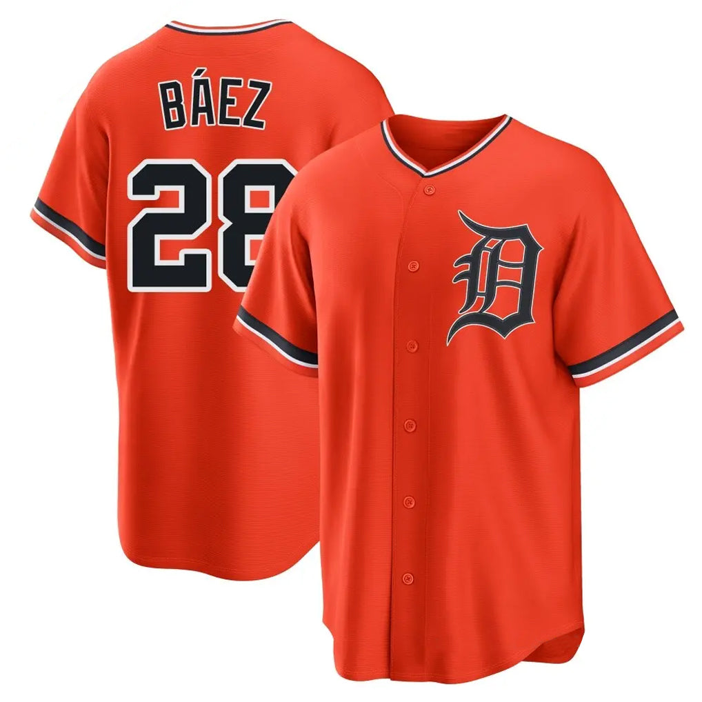 Choea D.Tigers #28 Javier B¡§¡éez Player Orange Home Game Stitched Jerseys