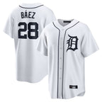 Choea D.Tigers #28 Javier B¡§¡éez Player White Home Game Stitched Jerseys