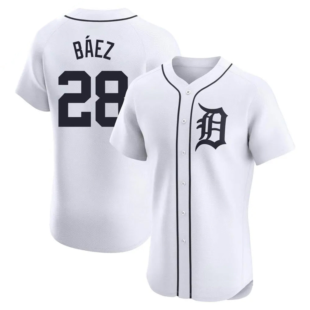 Choea D.Tigers #28 Javier B¡§¡éez Player White Limited Elite Home Stitched Jerseys