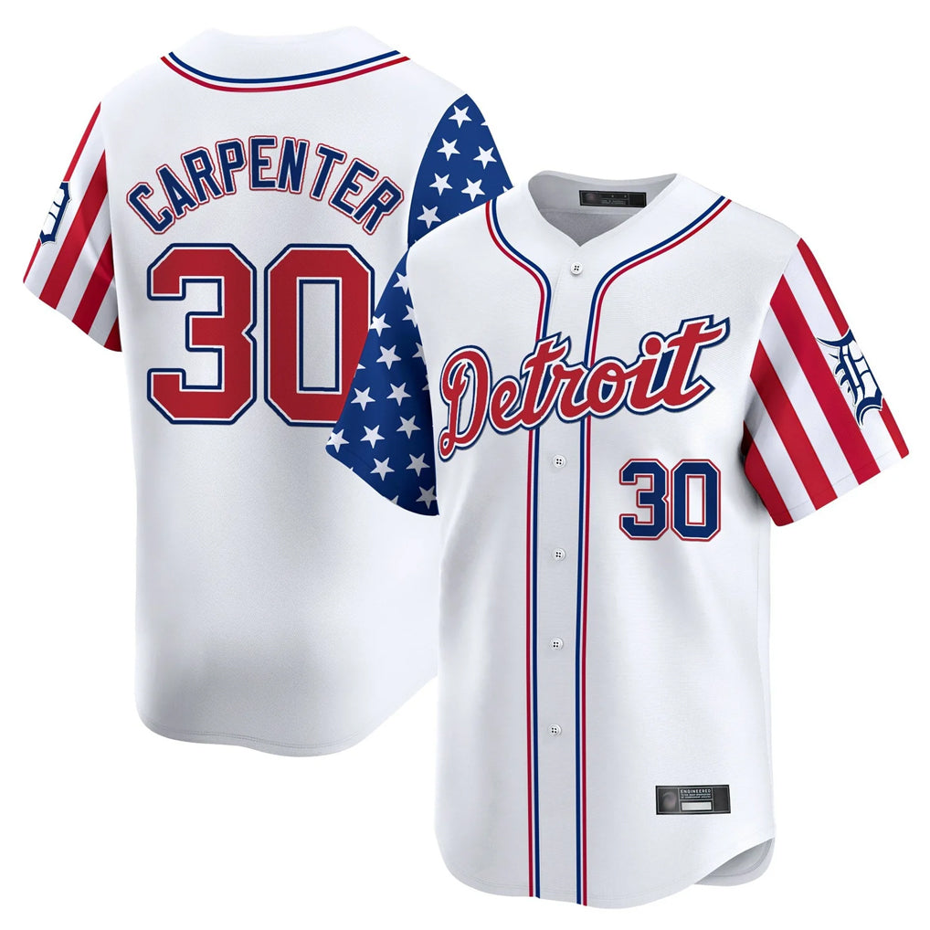 Choea D.Tigers #30 Kerry Carpenter Player White Independence Day Vapor Premier Limited Stitched Jerseys