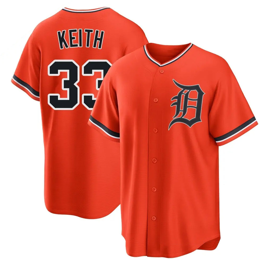 Choea D.Tigers #33 Colt Keith Player Orange Home Game Stitched Jerseys