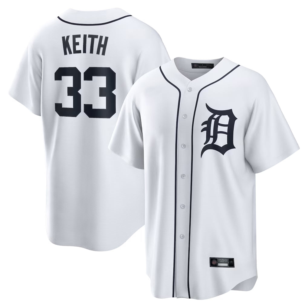 Choea D.Tigers #33 Colt Keith Player White Home Game Stitched Jerseys