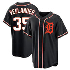 Choea D.Tigers #35 Justin Verlander Player Black Fashion Out Home Game Stitched Jerseys