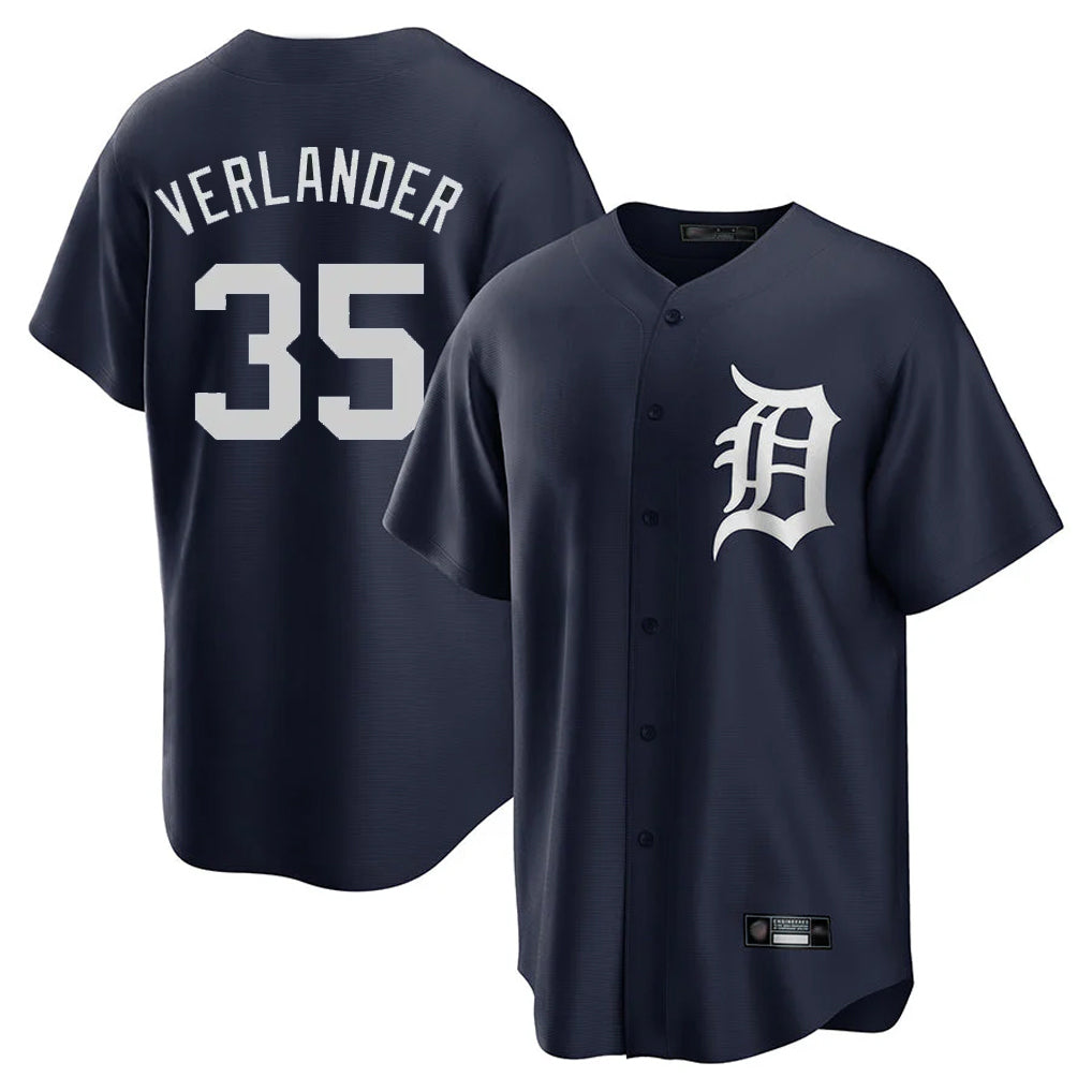 Choea D.Tigers #35 Justin Verlander Player Navy Game Home Stitched Jerseys