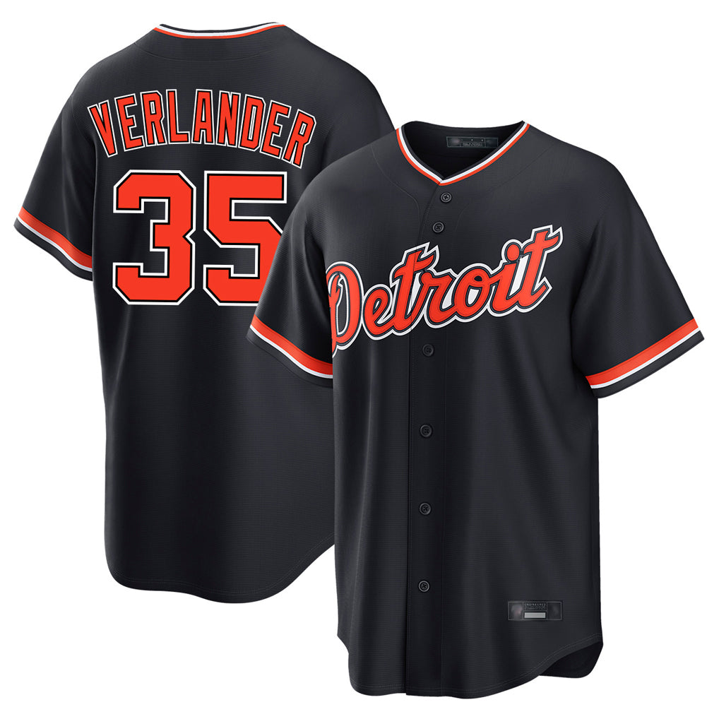 Choea D.Tigers #35 Justin Verlander Player Navy Home Game Stitched Jerseys
