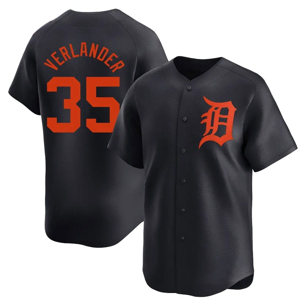 Choea D.Tigers #35 Justin Verlander Player Navy Home Limited Stitched Jerseys