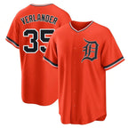 Choea D.Tigers #35 Justin Verlander Player Orange Home Game Stitched Jerseys