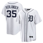 Choea D.Tigers #35 Justin Verlander Player White Home Game Stitched Jerseys