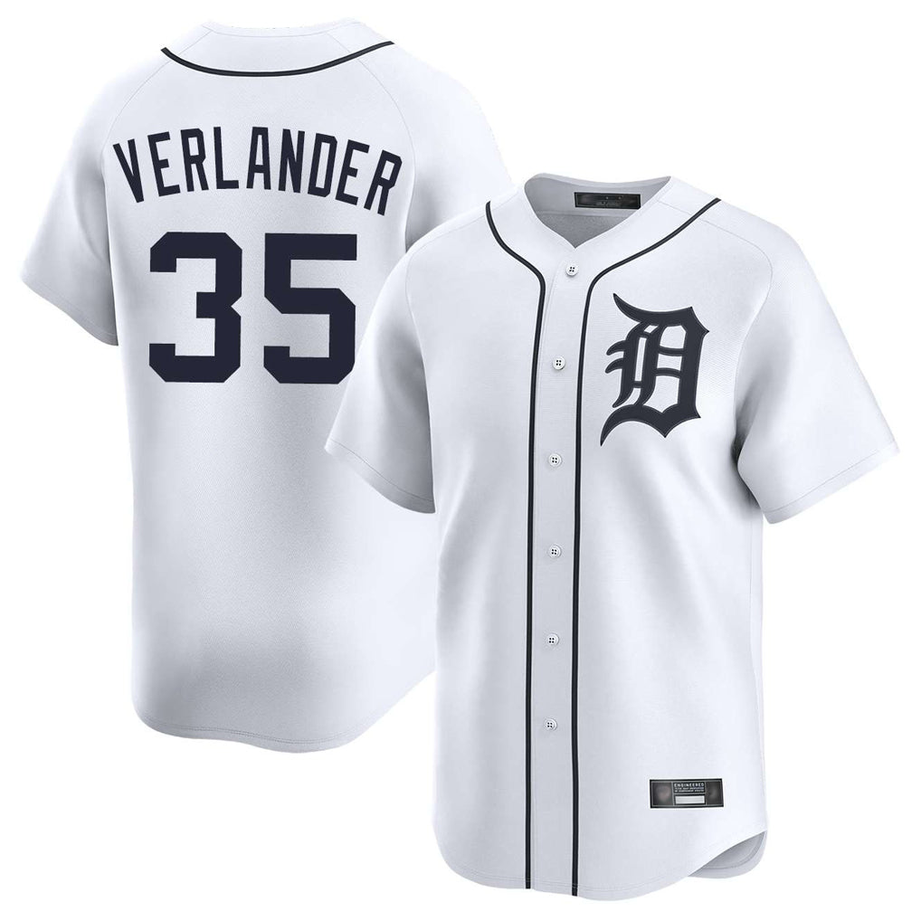 Choea D.Tigers #35 Justin Verlander Player White Home Limited Stitched Jerseys