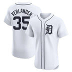 Choea D.Tigers #35 Justin Verlander Player White Limited Elite Home Stitched Jerseys