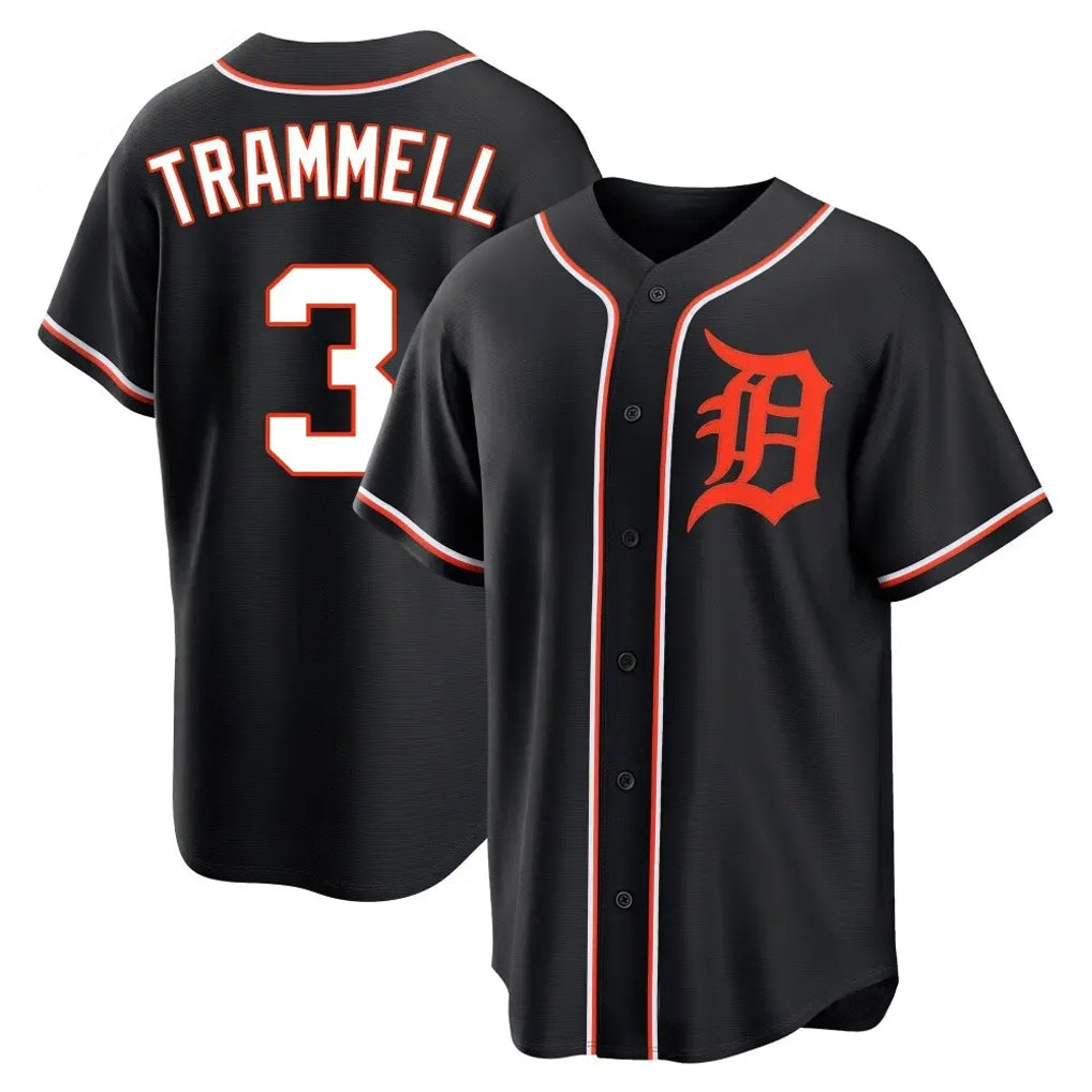 Choea D.Tigers #3 Alan Trammell Player Black Fashion Out Home Game Stitched Jerseys