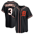 Choea D.Tigers #3 Alan Trammell Player Black Fashion Out Home Game Stitched Jerseys