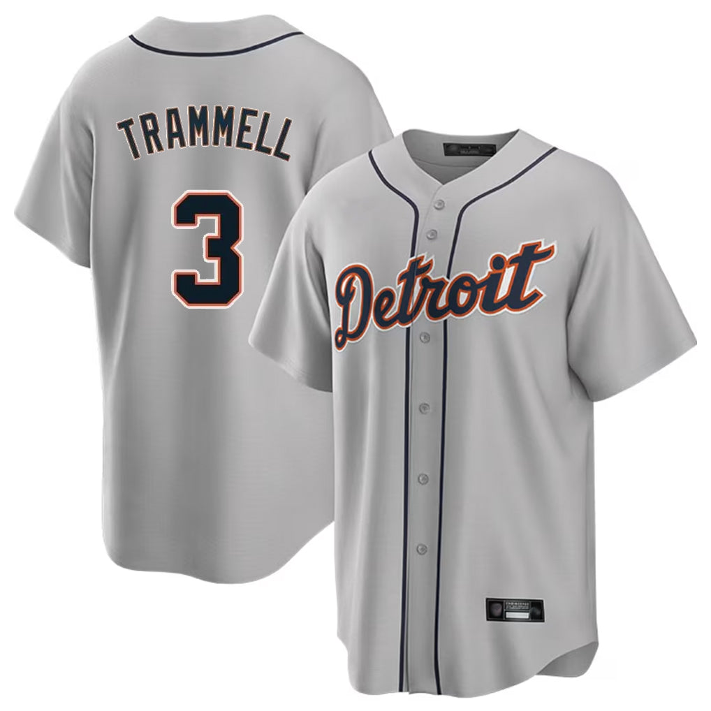Choea D.Tigers #3 Alan Trammell Player Gray Home Game Stitched Jerseys