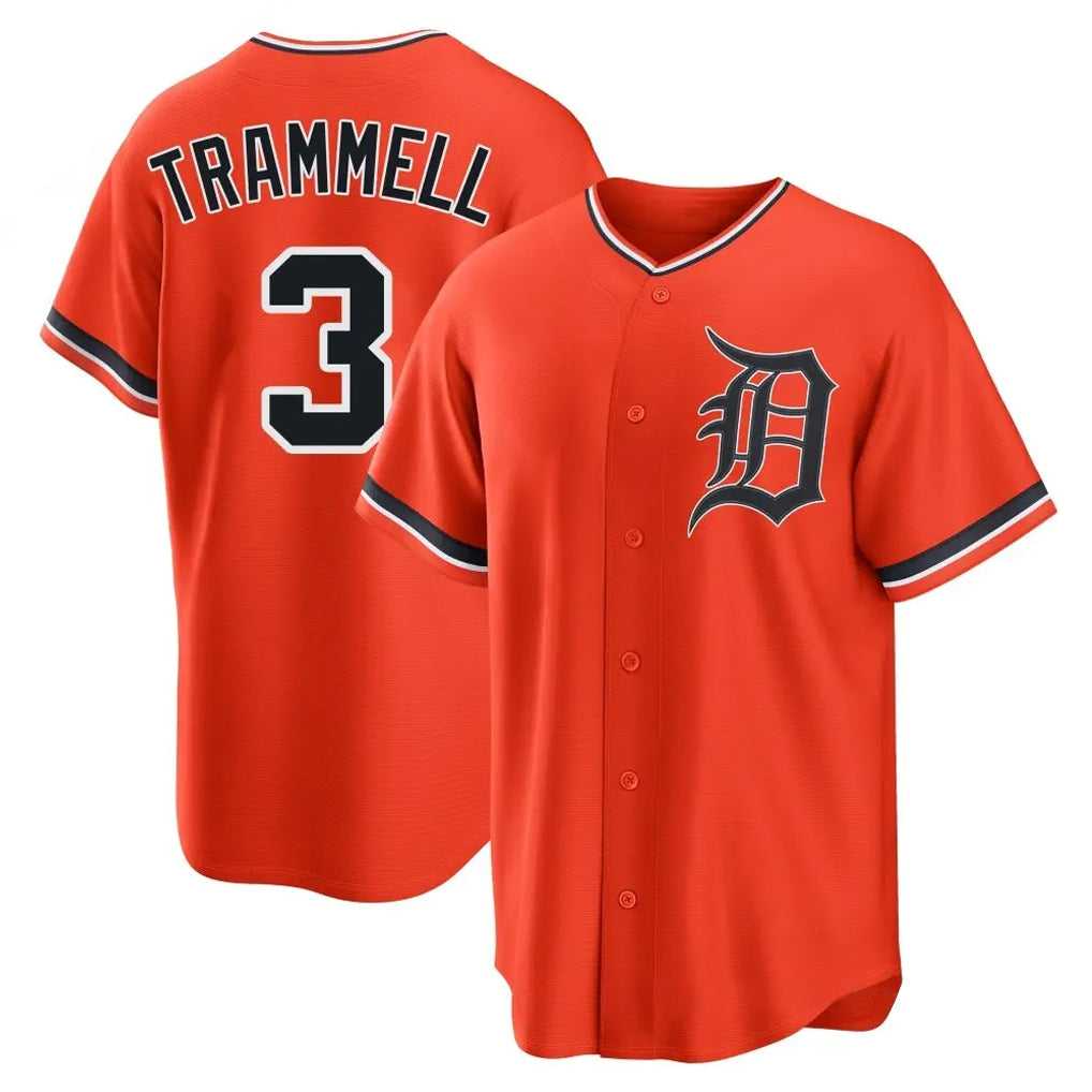Choea D.Tigers #3 Alan Trammell Player Orange Home Game Stitched Jerseys