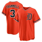Choea D.Tigers #3 Alan Trammell Player Orange Home Game Stitched Jerseys