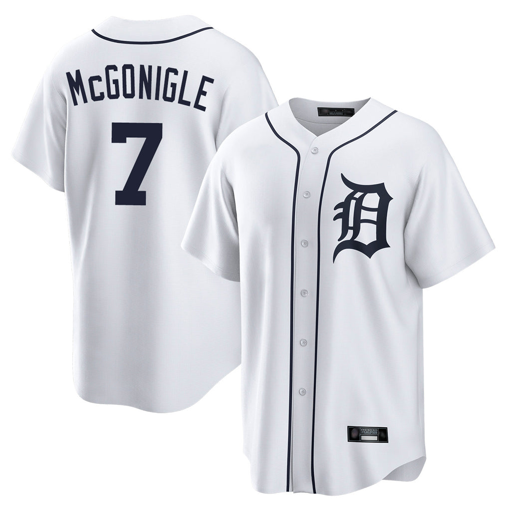 Choea D.Tigers #7 Kevin McGonigle Player White Home Game Stitched Jerseys