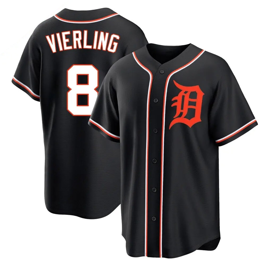 Choea D.Tigers #8 Matt Vierling Player Black Fashion Out Home Game Stitched Jerseys