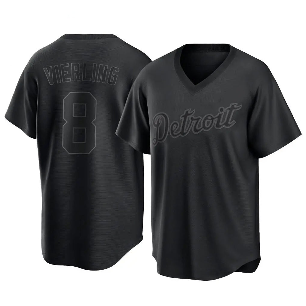 Choea D.Tigers #8 Matt Vierling Player Black T-shirt Home Game Stitched Jerseys