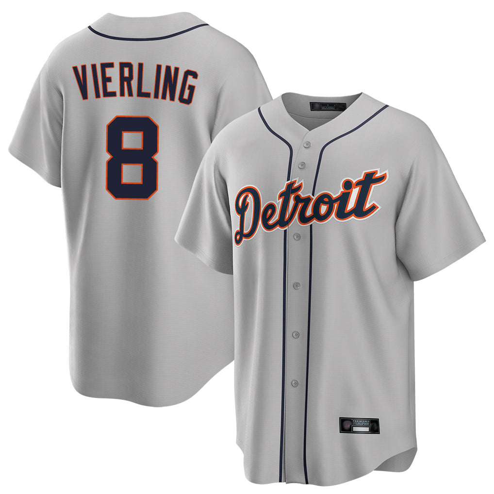 Choea D.Tigers #8 Matt Vierling Player Gray Home Game Stitched Jerseys