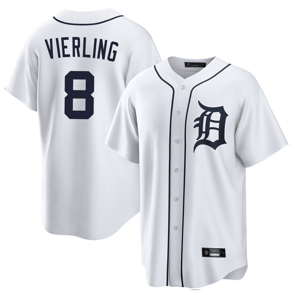 Choea D.Tigers #8 Matt Vierling Player White Home Game Stitched Jerseys